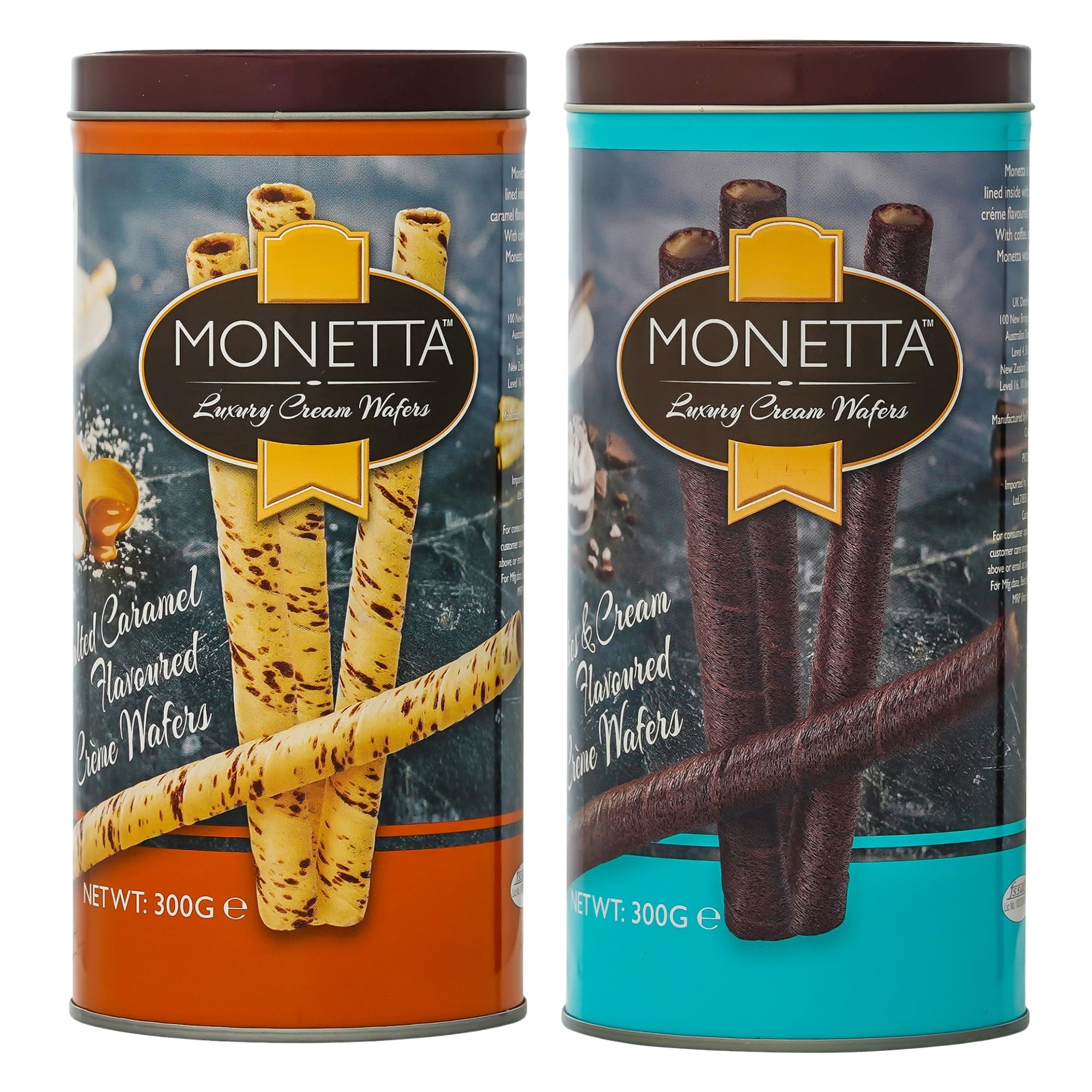 Monetta Wafer Rolls - (300g x 2)| Salted Caramel & Cookies & Cream